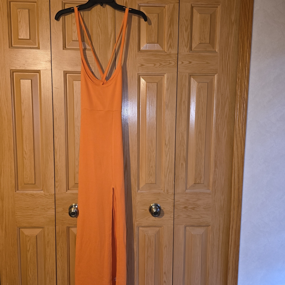 PrettyLittleThing Vibrant Orange Backless Dress